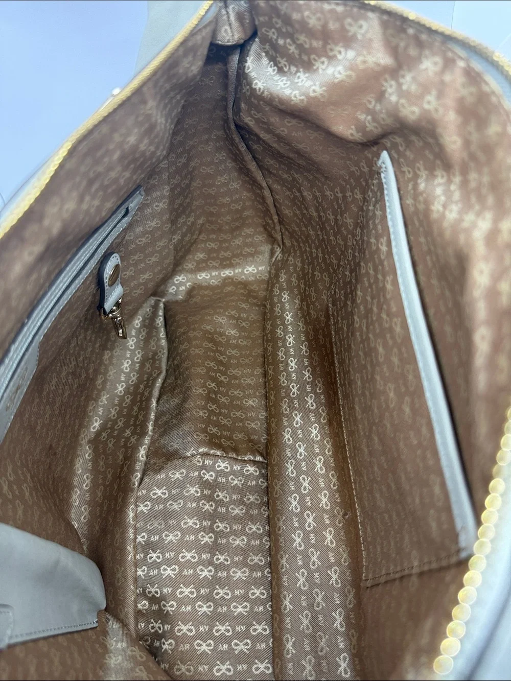 Anya Hindmarch Cream Leather Satchel with Gold Hardware